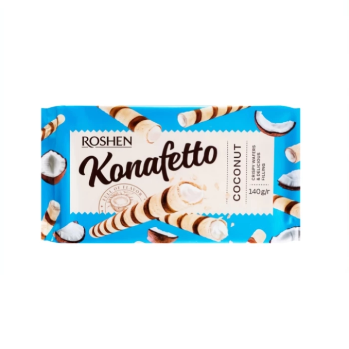 Վաֆլե գլանակներ Roshen Coconut 140 գր ||Вафельные трубочки Roshen Coconut 140 гр. ||Waffle rolls Roshen Coconut 140 gr