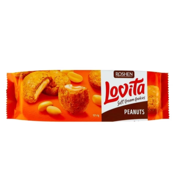 Թխվածքաբլիթ Roshen Lovita Peanuts 127 գր ||Печенье Roshen Lovita Peanuts 127 гр ||Roshen Peanuts Milk Cookies 127 gr