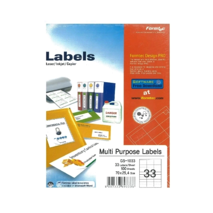 Թուղթ Label A4 70х25,4 մմ 33 բաժին 1 թերթ ||Бумага Label A4 70x25,4 mm 33 секции 1 листов ||Paper Label A4 70x25,4 mm 33 sections 1 sheet