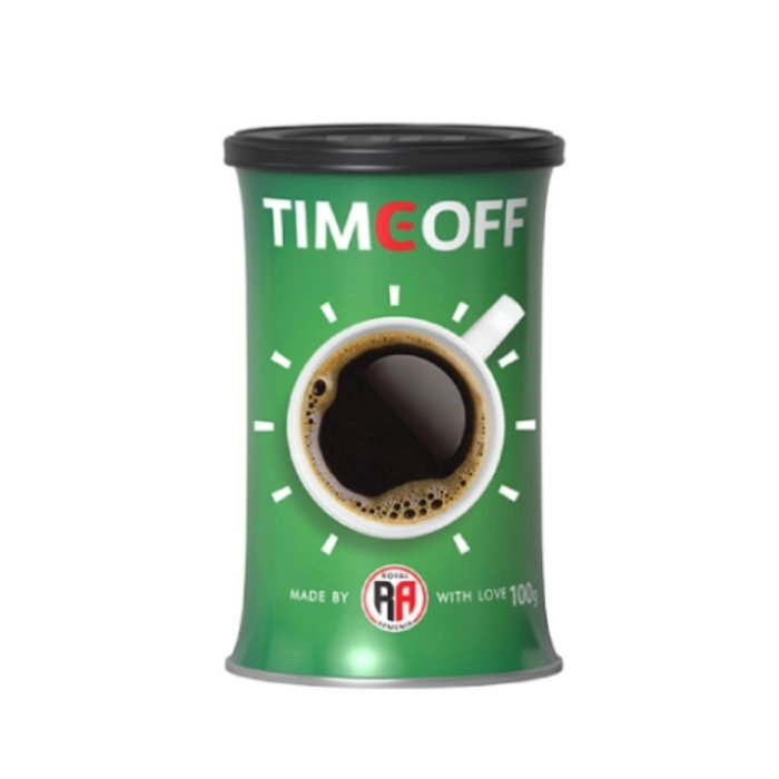 Սուրճ բնական լուծվող TimeOff  կանաչ 100գր ||Кофе натуральный растворимый TimeOff 100г ||Natural instant granulated cofee TimeOff 100g