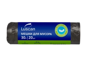 Աղբի տոպրակ Luscan 30լ 20 հատ 6 մկմ ||Мешки для мусора 30 л, черные, в рулоне 20 шт, 6 мкм, 50х60 см