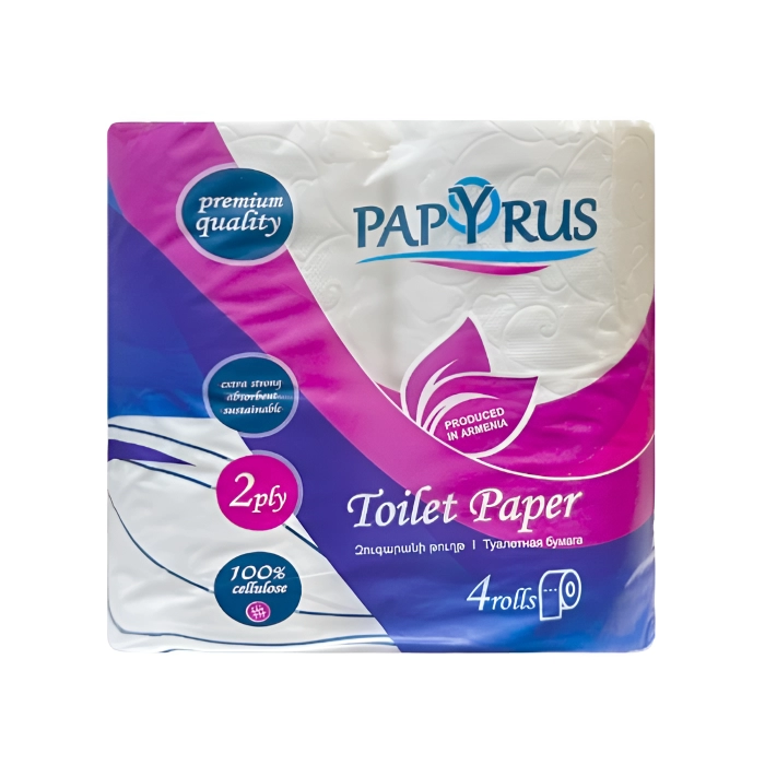 Զուգարանի թուղթ Papyrus 2 շերտ 4 հատ ||Туалетная бумага Papyrus 2 слоя 4 шт․ ||Toilet paper Papyrus 2 layers 4 pcs 