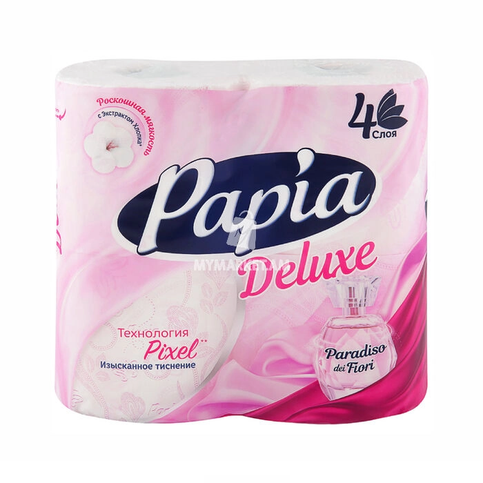 Զուգարանի թուղթ Papia Deluxe Pixel 4 շերտ 4 հատ ||Туалетная бумага Papia Deluxe Pixel 4 слоя 4 штуков ||Toilet paper Papia Deluxe Pixel 4 layers 4 pk