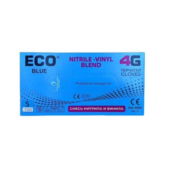 Ձեռնոց ռետինե ECO Blue Nitrile-Vinyl Blend 4G 100 հատ ||Перчатки резиновые ECO Blue Nitrile-Vinyl Blend 4G 100 шт. ||Gloves rubber ECO Blue Nitrile-Vinyl Blend 4G 100 pcs