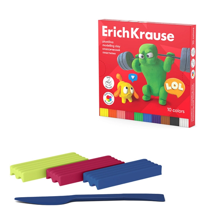 Պլաստիլին ErichKrause Jolly Friends 10 գույն 61346 ||Пластилин ErichKrause Jolly Friends 10 цвета 61346 ||Plasticine ErichKrause Jolly Friends 10 colors 61346 