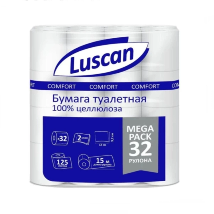 Զուգարանի թուղթ Luscan Comfort 2 շերտ 32 հատ 12 սմ 15 մ ||Туалетная бумага Luscan Comfort 2-х слойная 32 шт. 12 см 15 м ||Toilet paper Luscan Comfort 2 ply 32 pcs 12 sm 15 m