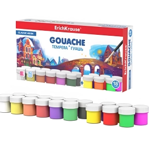 Գուաշ ErichKrause Classic 18 գույն 20մլ 54012 ||Гуашь ErichKrause Classic 18 цветов 20мл 54012 ||Gouache ErichKrause Classic 18 colors 20ml 54012