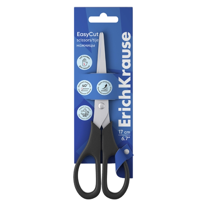 Մկրատ ձախլիկների համար ErichKrause EasyCut 17սմ 30778 ||Ножницы для левшей ErichKrause EasyCut 17см 30778 ||Scissors for left-handers ErichKrause EasyCut 17sm 30778