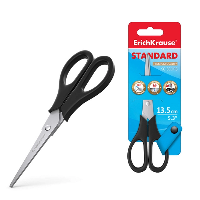 Մկրատ ErichKrause EasyCut 13.5 սմ 21919 ||Ножницы ErichKrause EasyCut 13.5см черный 21919