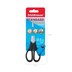 Մկրատ ErichKrause EasyCut 13.5 սմ 21919 ||Ножницы ErichKrause EasyCut 13.5см черный 21919