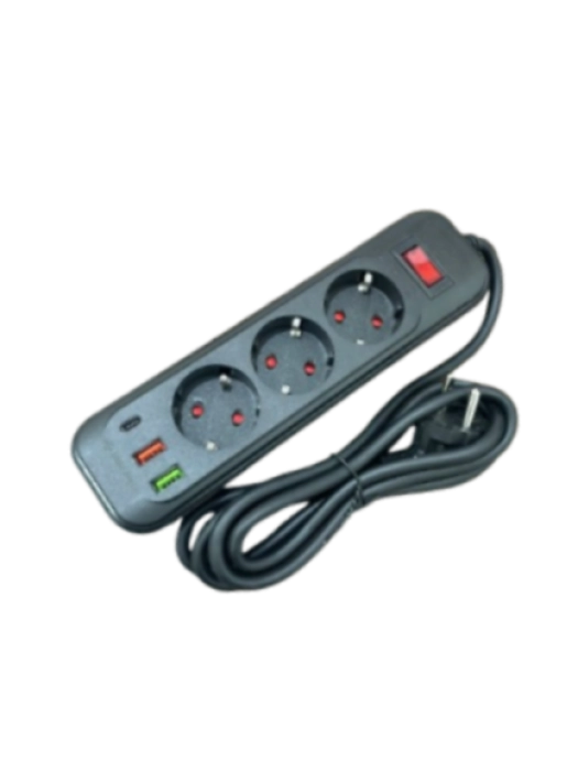 Երկարացման լար 2մ 3տեղ 2USB 1typec SV-12-7 ||Удлинитель 2м 2USB 1typec ||Power socket 2m 2USB 1typec