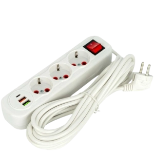 Երկարացման լար 3մ 2USB 1typec SV-12-8 ||Удлинитель 3м 2USB 1typec ||Power socket 3m 2USB 1typec