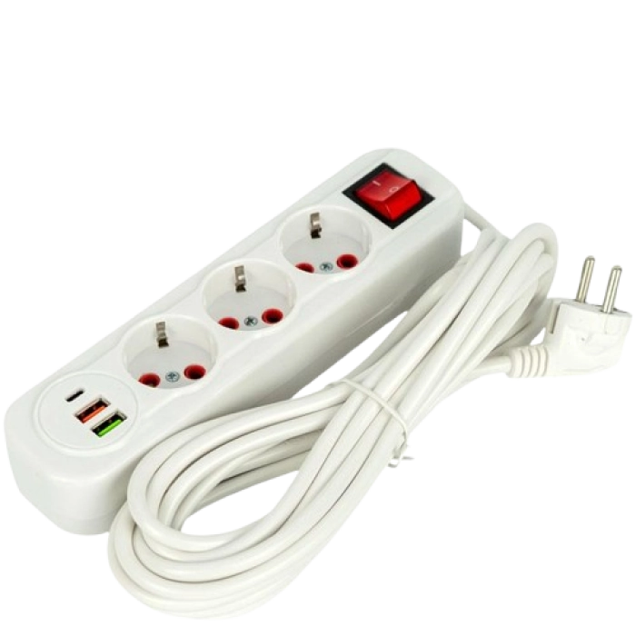 Երկարացման լար 3մ 2USB 1typec SV-12-8 ||Удлинитель 3м 2USB 1typec ||Power socket 3m 2USB 1typec