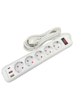 Երկարացման լար 3մ 5տեղ 2USB 1typec SV-12-10 