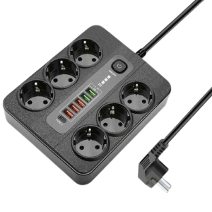 Երկարացման լար 3մ 6տեղ 3USB+2USB IQ 1typec ||Удлинитель сетевой 6 розеток + 3USB + 2USB IQ + Type C, 2м ||Power Socket 6port + 3USB + 2USB IQ + Type C, 2m