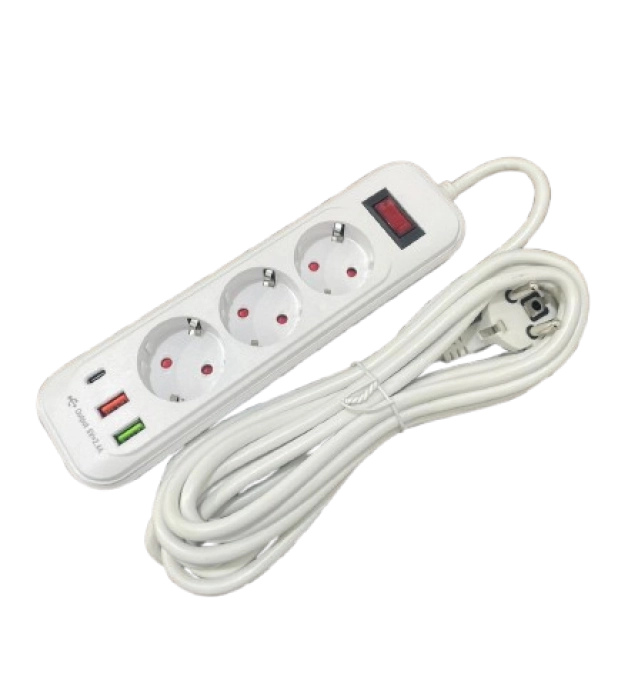 Երկարացման լար 5մ 3տեղ 2USB 1typec SV-12-9 ||Удлинитель 5м 3роз. 2USB 1typec ||Power socket 5m 3socket 2USB 1typec