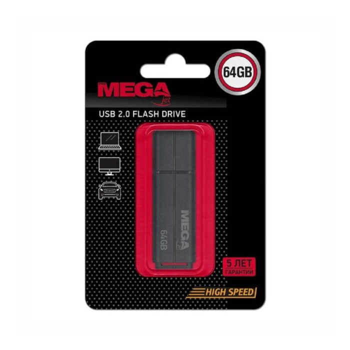 Կրիչ USB Mega սև 64 GB ||Флеш-память USB 2.0 64 Гб Promega jet (PJ-FD-64GB-Black)
