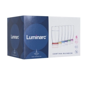 Հյութի բաժակների հավաքածու Luminarc Cortina Rainbow 330 մլ 6 հատ N1322 ||Набор стаканов для сока Luminarc Cortina Rainbow 330 мл 6 шт. N1322