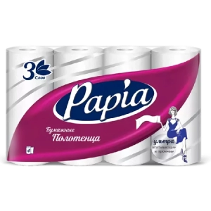 Սրբիչ խոհանոցի Papia 3 շերտ 4  հատ ||Полотенца бумажные Papia 3 слоя 4 шт. || Paper towels Papia 3 layers 4 pcs.