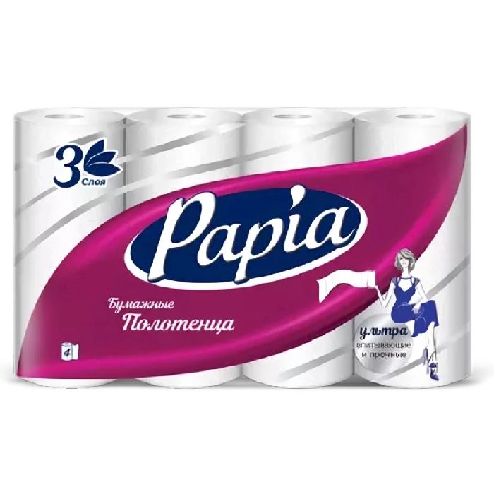 Սրբիչ խոհանոցի Papia 3 շերտ 4  հատ ||Полотенца бумажные Papia 3 слоя 4 шт. || Paper towels Papia 3 layers 4 pcs.