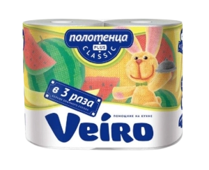 Խոհանոցային սրբիչ Veiro Classic Plus սպիտակ 2շ․ 2հատ ||Полотенца бумажные Veiro Классик плюс, 2-слойные, белые, 2 рулона ||Veiro Classic plus paper towels, 2-ply, white, 2 rolls