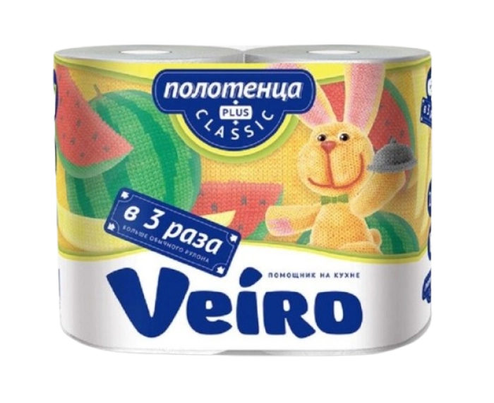 Խոհանոցային սրբիչ Veiro Classic Plus սպիտակ 2շ․ 2հատ ||Полотенца бумажные Veiro Классик плюс, 2-слойные, белые, 2 рулона ||Veiro Classic plus paper towels, 2-ply, white, 2 rolls