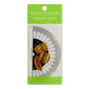 Քանոն-անկյունաչափ պլաստիկ B&V HappyGraphix 180° ||Линейка-диагональ пластик B&V HappyGraphix 180° ||Ruler-diagonal plastic B&V HappyGraphix 180°