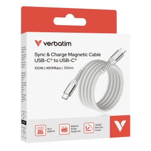 Լար Verbatim Sync & Charge USB-C to USB-C (100Վտ,120սմ) 31854 ||Кабель Verbatim Sync & Charge USB-C - USB-C с индикатором питания (100 Вт, 120 см) ||Verbatim Sync & Charge Magnetic Cable USB-C to USB-C  (100W, 120cm)