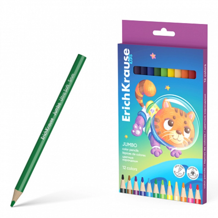 Գունավոր մատիտներ ErichKrause Kids Jumbo 12 գույն 61780 ||Цветные карандаши ErichKrause Kids Jumbo 12 цветов 61780 ||Color pencils ErichKrause Kids Jumbo 12 colors 61780