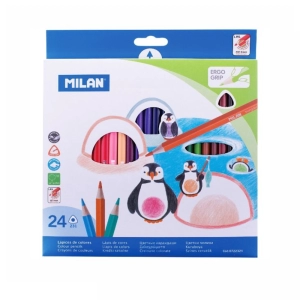 Գունավոր մատիտներ Milan 24 գույն 231||Карандаши цветные Milan 24 цвета трехгранные||Colored pencils Milan 24 colors triangular