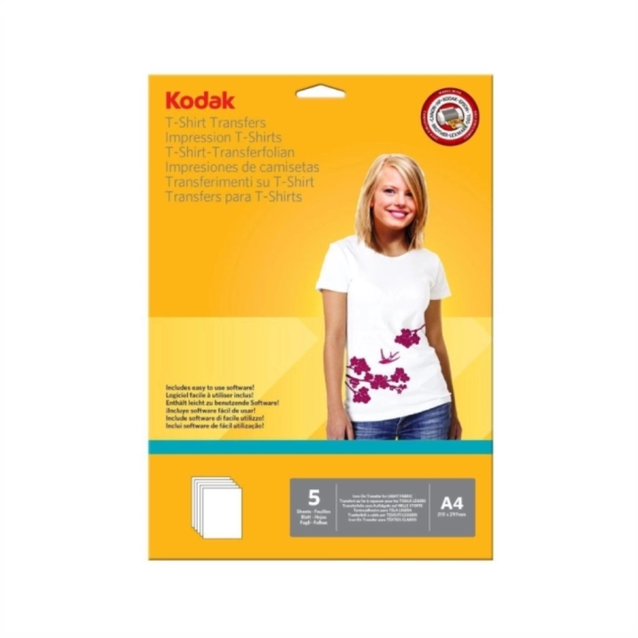Ֆոտոթուղթ Kodak A4 հագուստի 5 թերթ ||Фотобумага Kodak, для термопереноса (светлые ткани), А4, 5 листов
