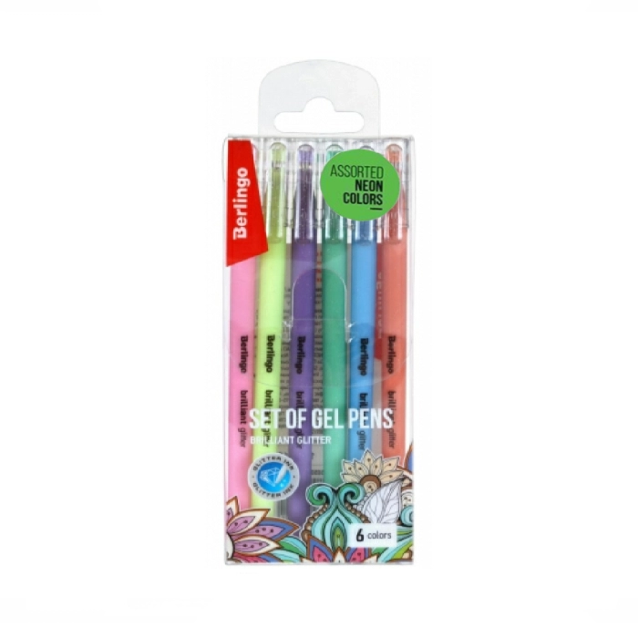 Գունավոր գրիչներ Berlingo գելային 0,8 մմ 6 գույն ||Набор гелевых ручек Berlingo Brilliant Neon 6 шт., 06 цв., 0,8 мм