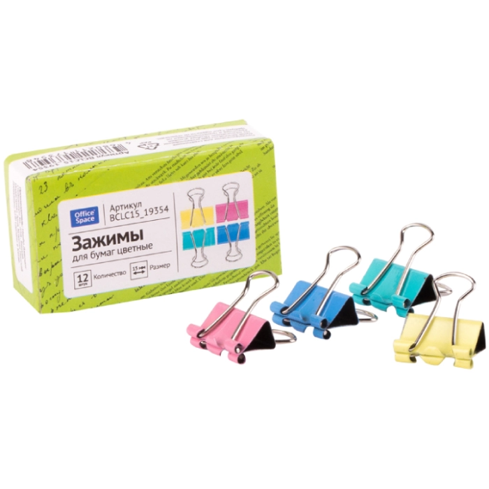 Սեղմակ OfficeSpace 15մմ 12 հատ 19354 ||Зажимы OfficeSpace 15мм 12 шт. 19354 ||Clips OfficeSpace 15mm 12 pcs 19354 