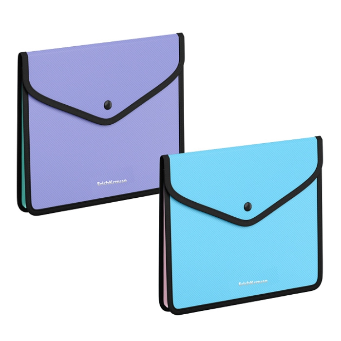 Թղթապանակ կոճակով ErichKrause Diagonal Pastel A5+ 55145 ||Папка-конверт на кнопке пласт. ErichKrause Diagonal Pastel обшитая с текстильной вставкой A5+ 55145 ||Envelope folder on the button ErichKrause Diagonal Pastel A5+ 