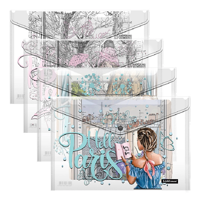Թղթապանակ կոճակով ErichKrause Dreamy Girls A4 54911 ||Папка-конверт на кнопке пласт. ErichKrause Dreamy Girls обшитая с текстильной вставкой A4 54911 ||Envelope folder on the button ErichKrause Dreamy Girls A4 54911