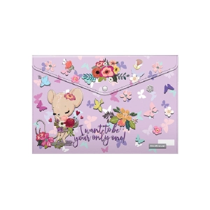Թղթապանակ կոճակով ErichKrause Cute Animals A4 54909 ||Папка-конверт на кнопке пласт. ErichKrause Cute Animals A4 54909 ||Envelope folder on the button ErichKrause Cute Animals A4 54909