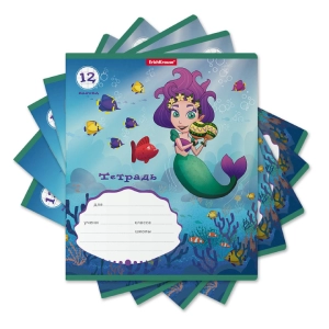 Տետր վանդակավոր ErichKrause Mermaid 12 թերթ 54185 ||Тетрадь в клетку ErichKrause Mermaid 12 листов 54185 ||Notebook cages ErichKrause Mermaid 12 sheets 54185