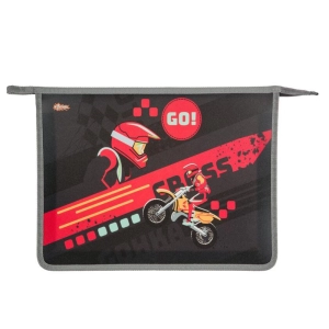 Տետրապանակ №1 School Motocross А4 ||Папка для тетрадей №1 School Motocross А4 на молнии ||Folder for notebooks №1 School Motocross A4 with a zipper