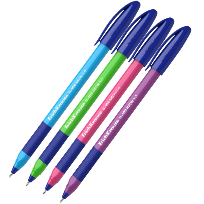 Գրիչ կապույտ գնդիկավոր ErichKrause U-109 Stick&Grip Neon 1.0 47612 ||Ручка шариковая ErichKrause U-109 Stick&Grip Neon 1.0, Ultra Glide Technology, цвет чернил синий 47612