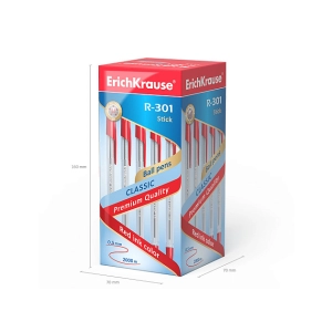 Գրիչ կարմիր գնիդիկավոր ErichKrause R-301 Stick Classic 43186 ||Ручка шариковая ErichKrause R-301 Stick Classic 1.0 цвет чернил красный 43186