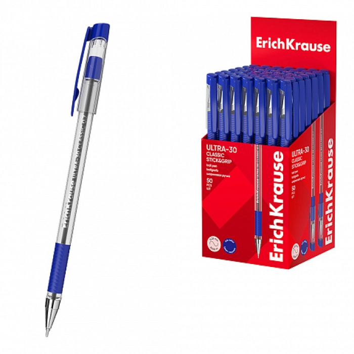 Գրիչ գնդիկավոր ErichKrause Ultra-30 կապույտ 0,7 մմ || Ручка шариковая ErichKrause Ультра-30 0,7, синий || ErichKrause Ultra-30 0.7mm ballpoint pen, blue