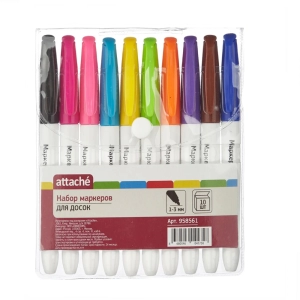 Մարկերների հավաքածու Attache Whiteboard 1-3 մմ 10 գույն ||Набор маркеров для белых досок Attache 1-3 мм наб 10 цветов