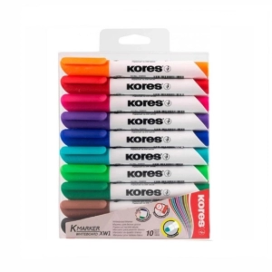 Մարկերների հավաքածու Kores Whiteboard 3 մմ 10 գույն ||Набор маркеров для белых досок Kores 3 мм 10 шт/уп