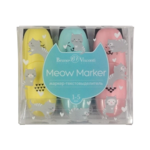 Մարկեր ընդգծող B&V MEOW 3 գույն 1-5մմ 22-0107 ||Текстмаркер B&V MEOW 3 цветов 1-5мм 22-0107 ||Textliner B&V MEOW 3 colors 1-5mm 22-0107
