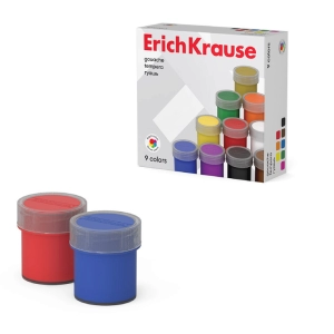 Գուաշ ErichKrause 9 գույն 17մլ 53729 ||Гуашь ErichKrause 9 цветов 17мл 53729 ||Gouache ErichKrause 9 colors 17ml 53729