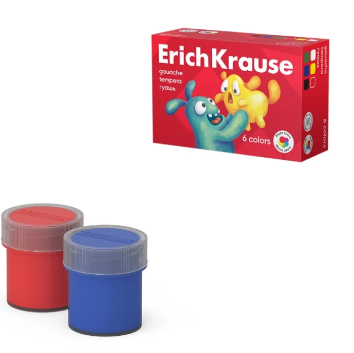Գուաշ ErichKrause Jolly Friends 6 գույն 20մլ 61413 ||Гуашь ErichKrause Jolly Friends 6 цветов 20мл 61413 ||Gouache ErichKrause Jolly Friends 6 colors 20ml 61413