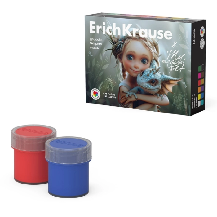Գուաշ ErichKrause Magic Pet 12 գույն 20մլ 62979 ||Гуашь ErichKrause Magic Pet 12 цветов 20мл 62979 ||Gouache ErichKrause Magic Pet 12 colors 20ml 62979