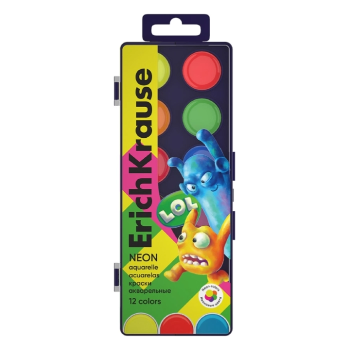 Ջրաներկ ErichKrause Jolly Friends Neon 12 գույն 61371 ||Краски акварельные ErichKrause Jolly Friends Neon 12 цветов 61371 ||Watercolor paints ErichKrause Jolly Friends Neon 12 colors 61371 