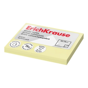 Թուղթ նշումի ինքնակպչուն ErichKrause 50x75 մմ 100 թերթ 61681 ||Самоклеящаяся бумажная заметка ErichKrause 50x75 мм 100 листов 61681 ||Sticky notes yellow ErichKrause 50x75 mm 100 sheets 61681