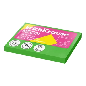Թուղթ նշումի ինքնակպչուն ErichKrause 50x75մմ 100 թերթ 61692 ||Самоклеящаяся бумажная заметка ErichKrause 50x75мм 100 листов 61692 ||Sticky notes green neon ErichKrause 50x75mm 100 sheets 61692